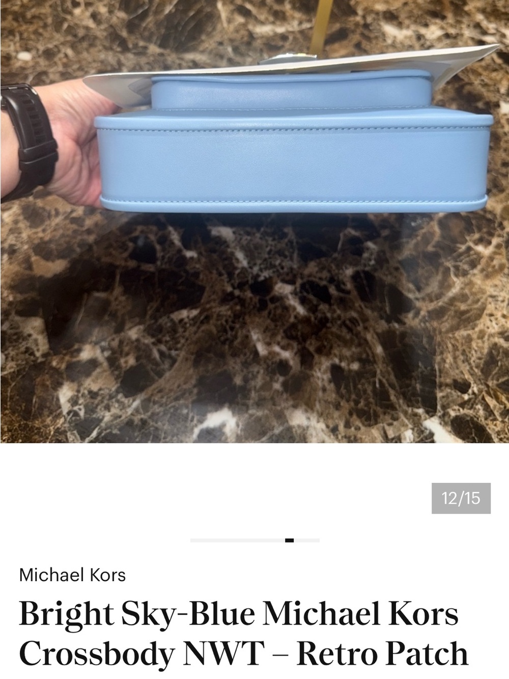 Michael Kors Sky Blue Crossbody with Retro Patch Accents - Picture 11 of 14